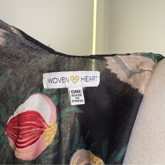 Floral Bohemian Boho Dark Romantic Tropical Kimono Jersey Stripe Wrap Beach - Picture 12 of 14